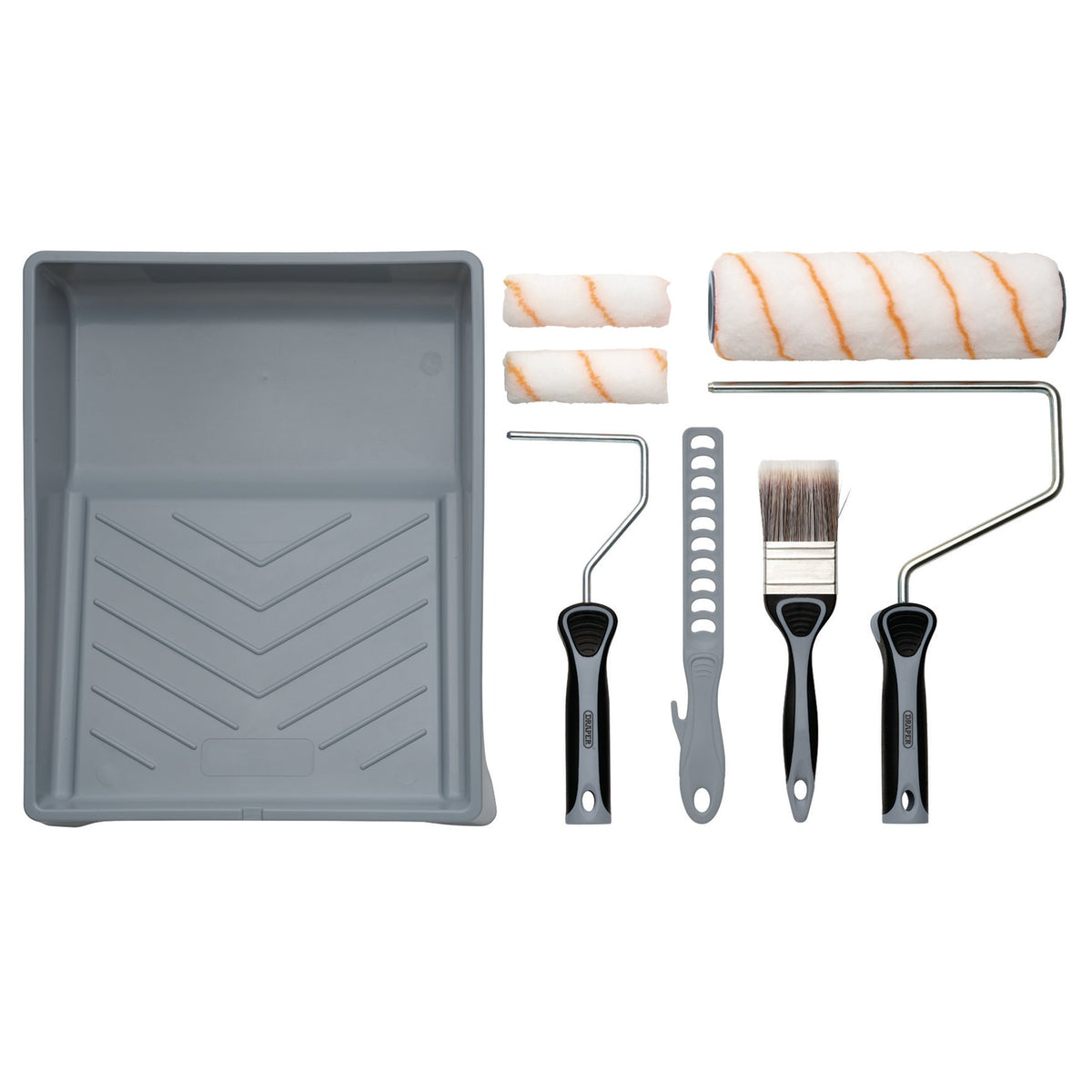 Medium Pile Polyester Paint Roller and Brush Set with Soft Grip (8 Piece) : Model No. PAINT-SET-1