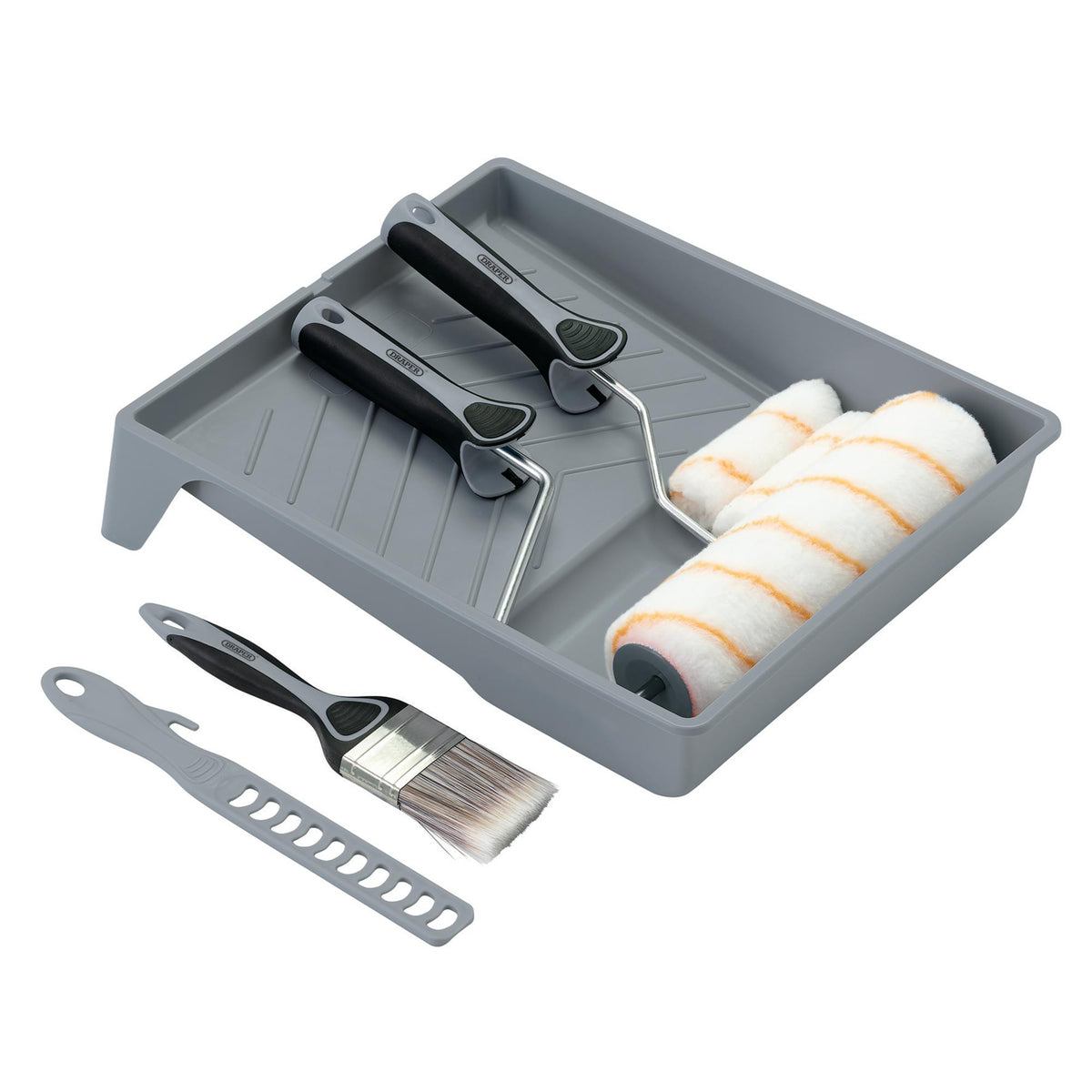 Medium Pile Polyester Paint Roller and Brush Set with Soft Grip (8 Piece) : Model No. PAINT-SET-1