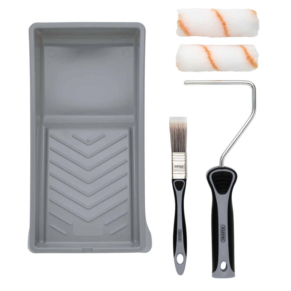 Medium Pile Polyester Paint Roller and Brush Set with Soft Grip (5 Piece) : Model No. ROLL-SET-4PM