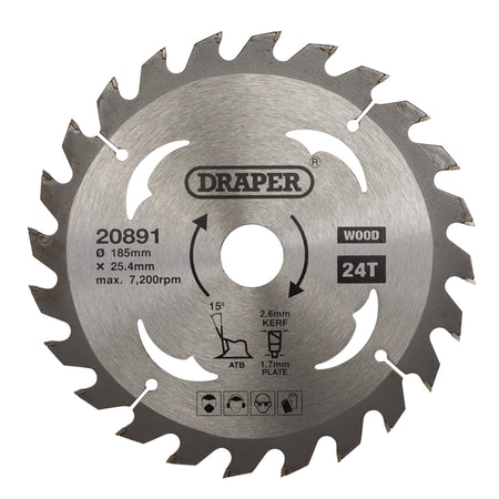 TCT Circular Saw Blade for Wood, 185 x 25.4mm, 24T: Model No. SBW4