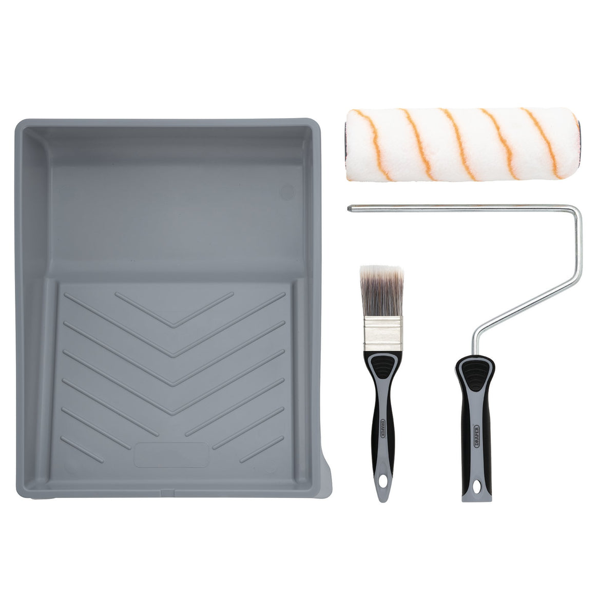 Medium Pile Polyester Paint Roller and Brush Set with Soft Grip (4 Piece) : Model No. ROLL-SET-9P2