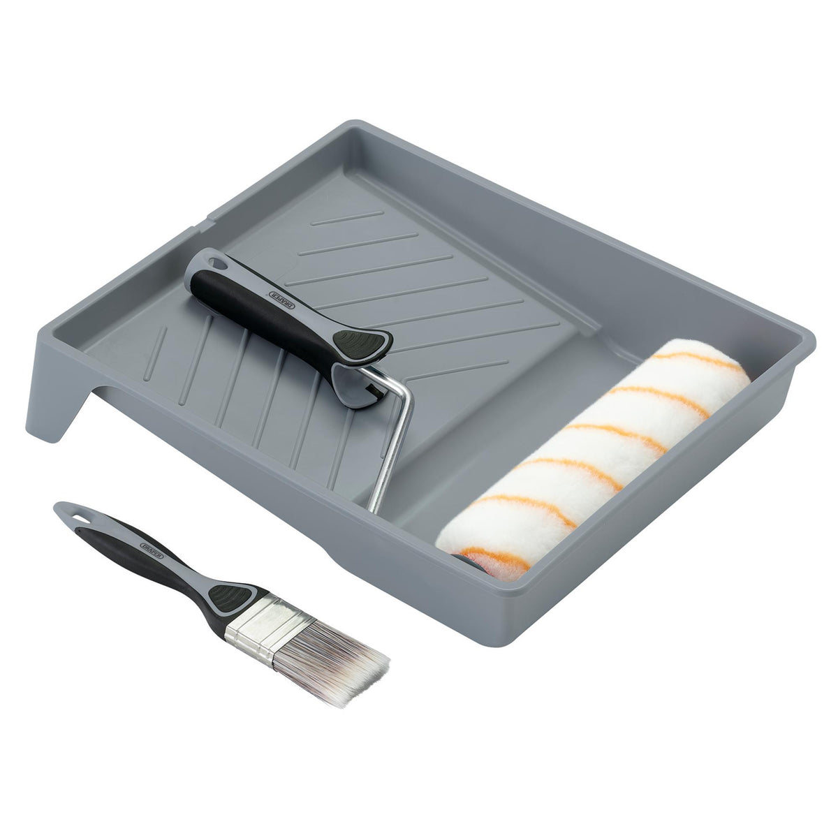 Medium Pile Polyester Paint Roller and Brush Set with Soft Grip (4 Piece) : Model No. ROLL-SET-9P2