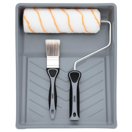 Medium Pile Polyester Paint Roller and Brush Set with Soft Grip (4 Piece) : Model No. ROLL-SET-9P2