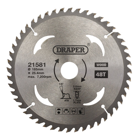 TCT Circular Saw Blade for Wood, 185 x 25.4mm, 48T: Model No. SBW5