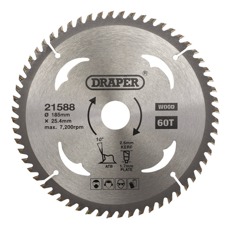 TCT Circular Saw Blade for Wood, 185 x 25.4mm, 60T: Model No. SBW6