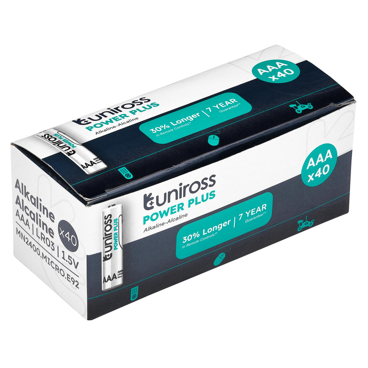 Uniross LR03 AAA Power Plus Alkaline Batteries (Pack of 40)