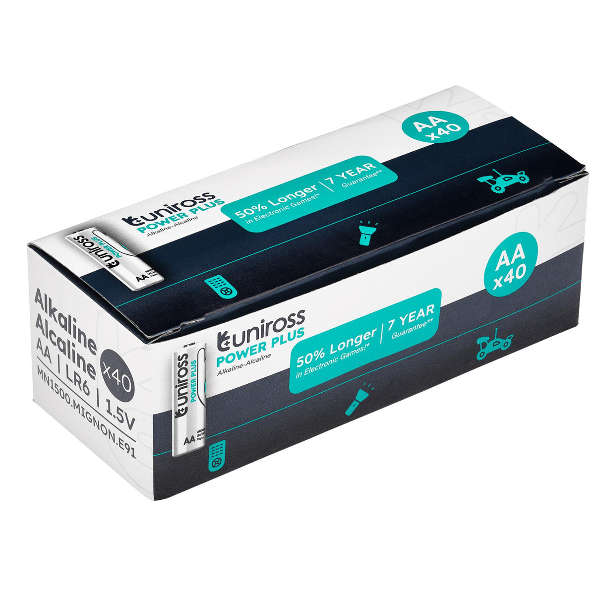 Uniross LR6 AA Power Plus Alkaline Batteries (Pack of 40)