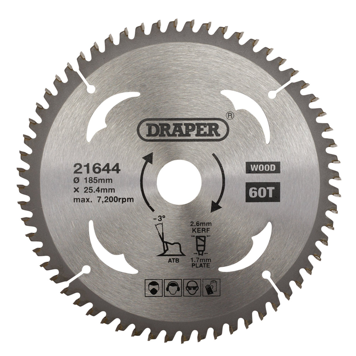 TCT Circular Saw Blade for Laminate & Wood, 185 x 25.4mm, 60T: Model No. SBW7