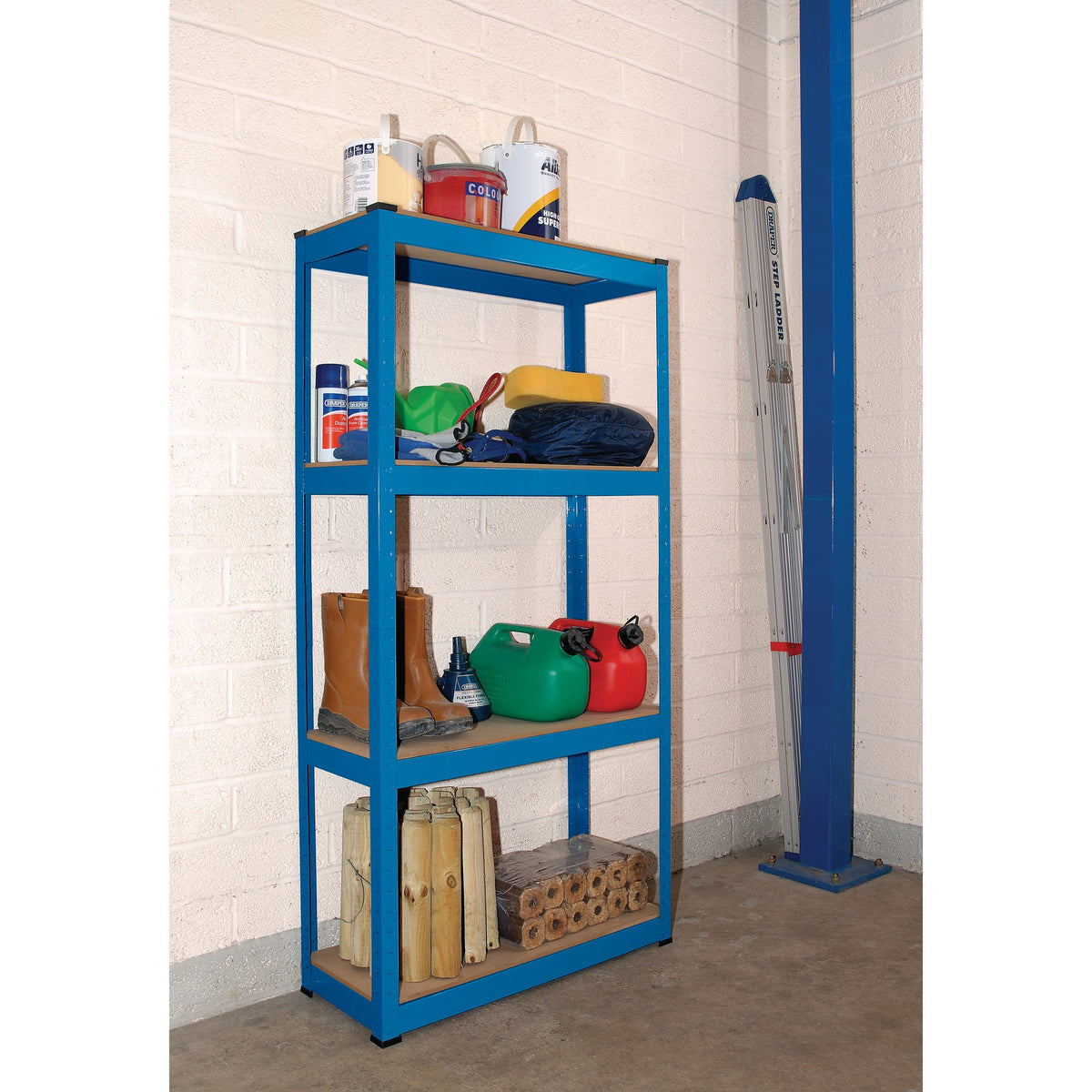 DRAPER Steel Shelving Unit - Four Shelves (L760 x W300 x H1520mm): Model No.MSU152