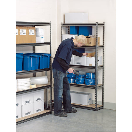 DRAPER Expert Heavy Duty Steel Shelving Unit - Five Shelves (L920 x W305 x H1830mm): Model No.MSUHD183