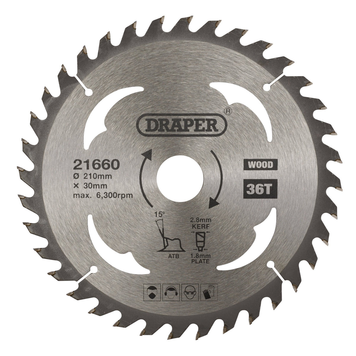TCT Circular Saw Blade for Wood, 210 x 30mm, 36T: Model No. SBW8