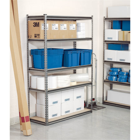DRAPER Expert Heavy Duty Steel Shelving Unit - Five Shelves (L1220 x W450 x H1830mm): Model No.MSUHD183