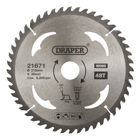 TCT Circular Saw Blade for Wood, 210 x 30mm, 48T: Model No. SBW9