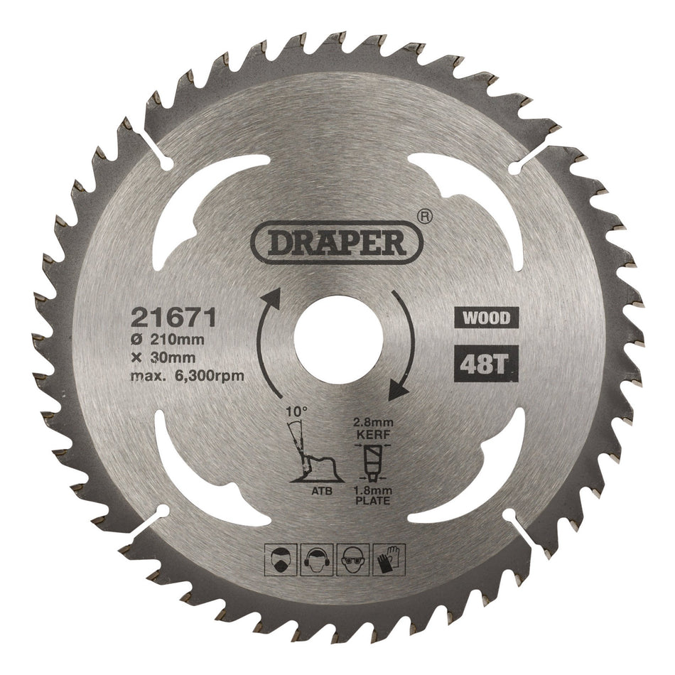 TCT Circular Saw Blade for Wood, 210 x 30mm, 48T: Model No. SBW9