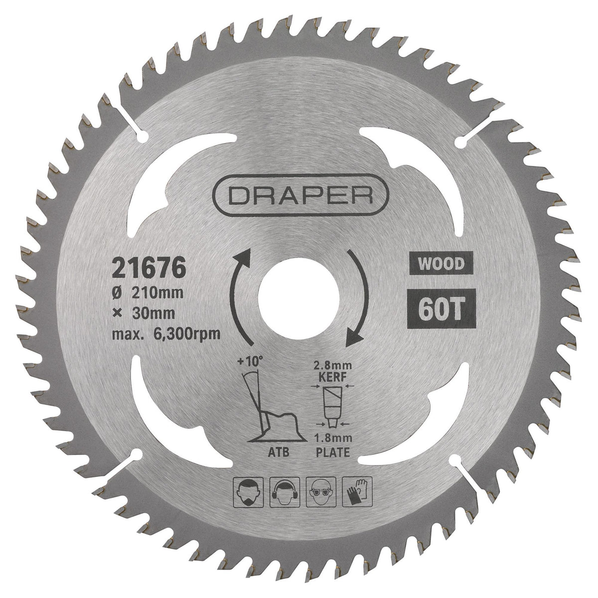 TCT Circular Saw Blade for Wood, 210 x 30mm, 60T: Model No. SBW10
