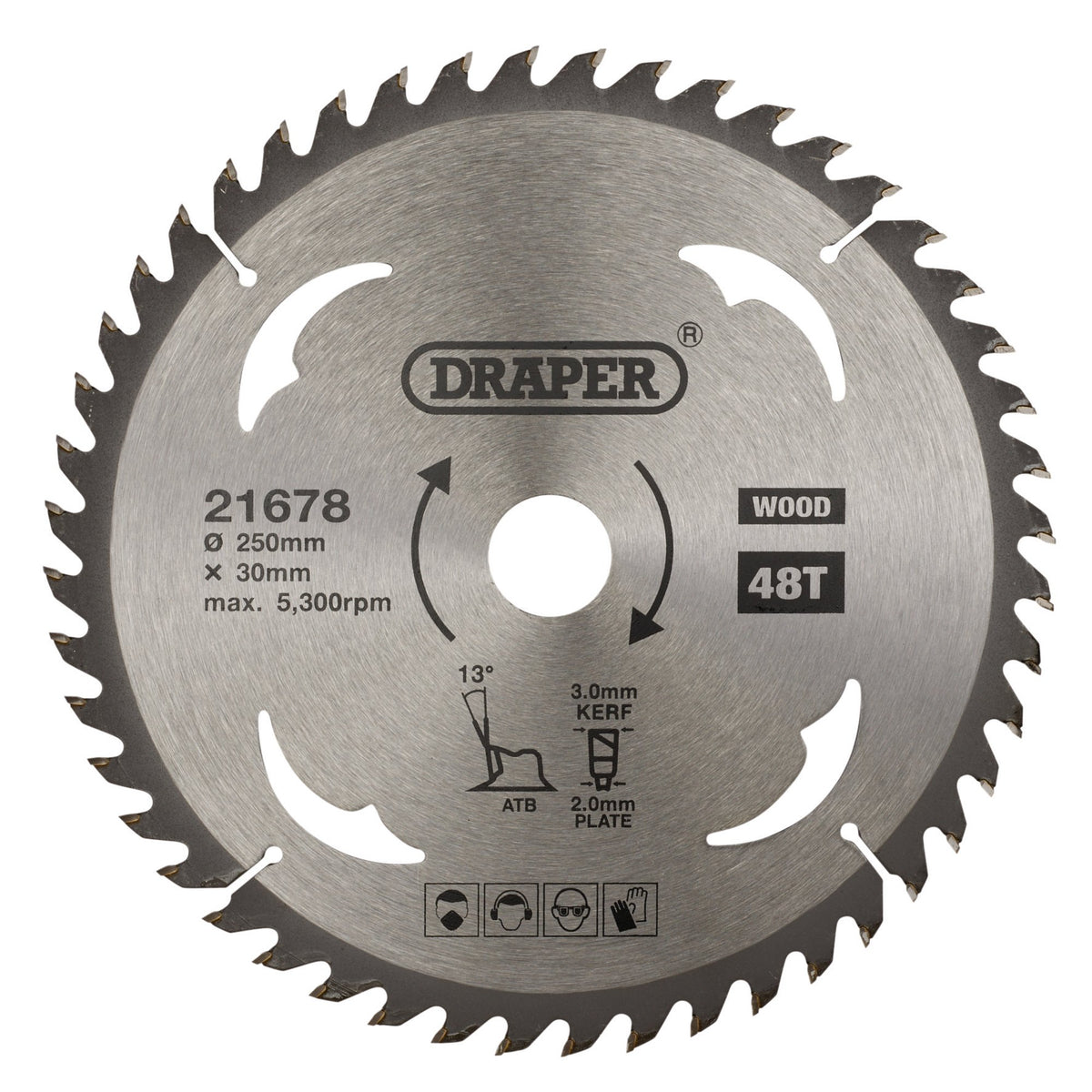 TCT Circular Saw Blade for Wood, 250 x 30mm, 48T: Model No. SBW11