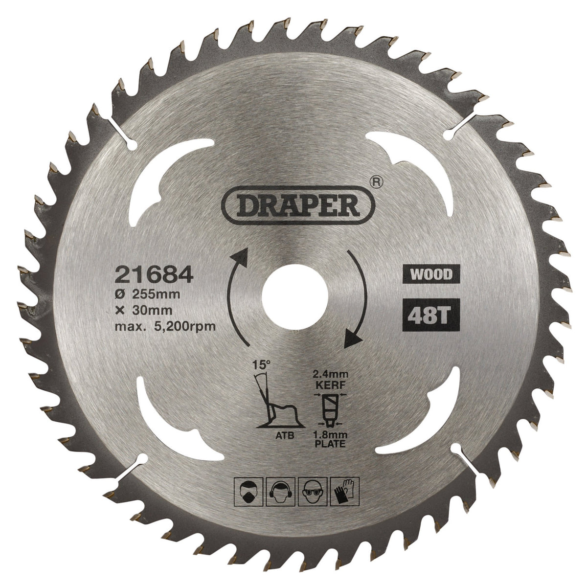 TCT Circular Saw Blade for Wood, 255 x 30mm, 48T: Model No. SBW14