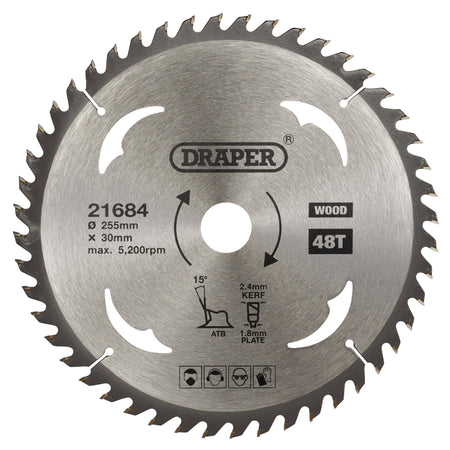 TCT Circular Saw Blade for Wood, 255 x 30mm, 48T: Model No. SBW14