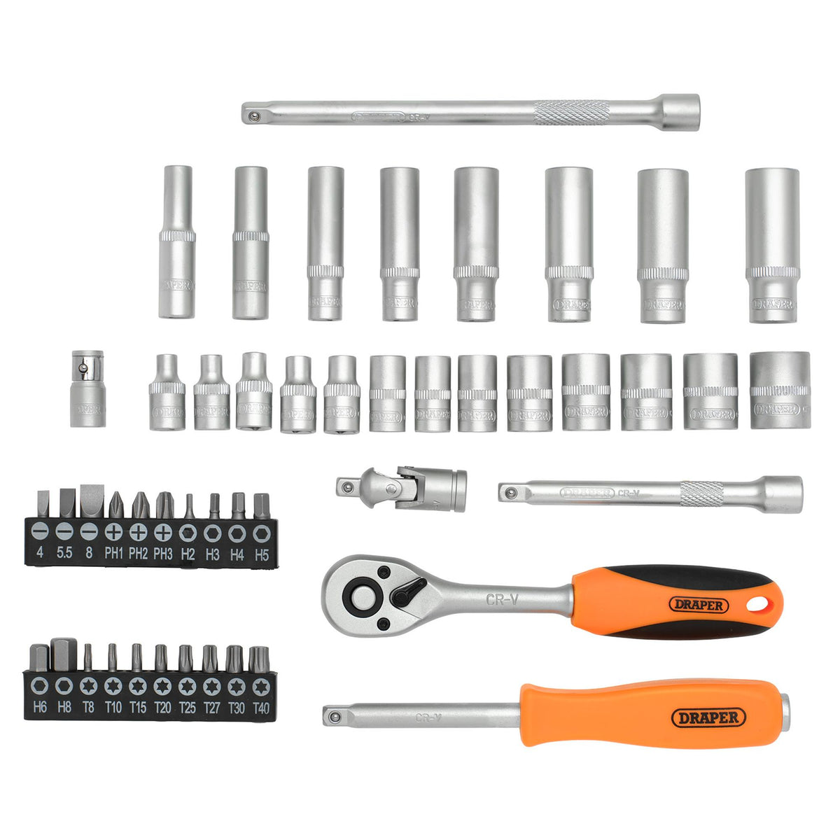 HI-TORQ 6 Point Socket Set, 1/4" (47 Piece) : Model No. BD47M-O