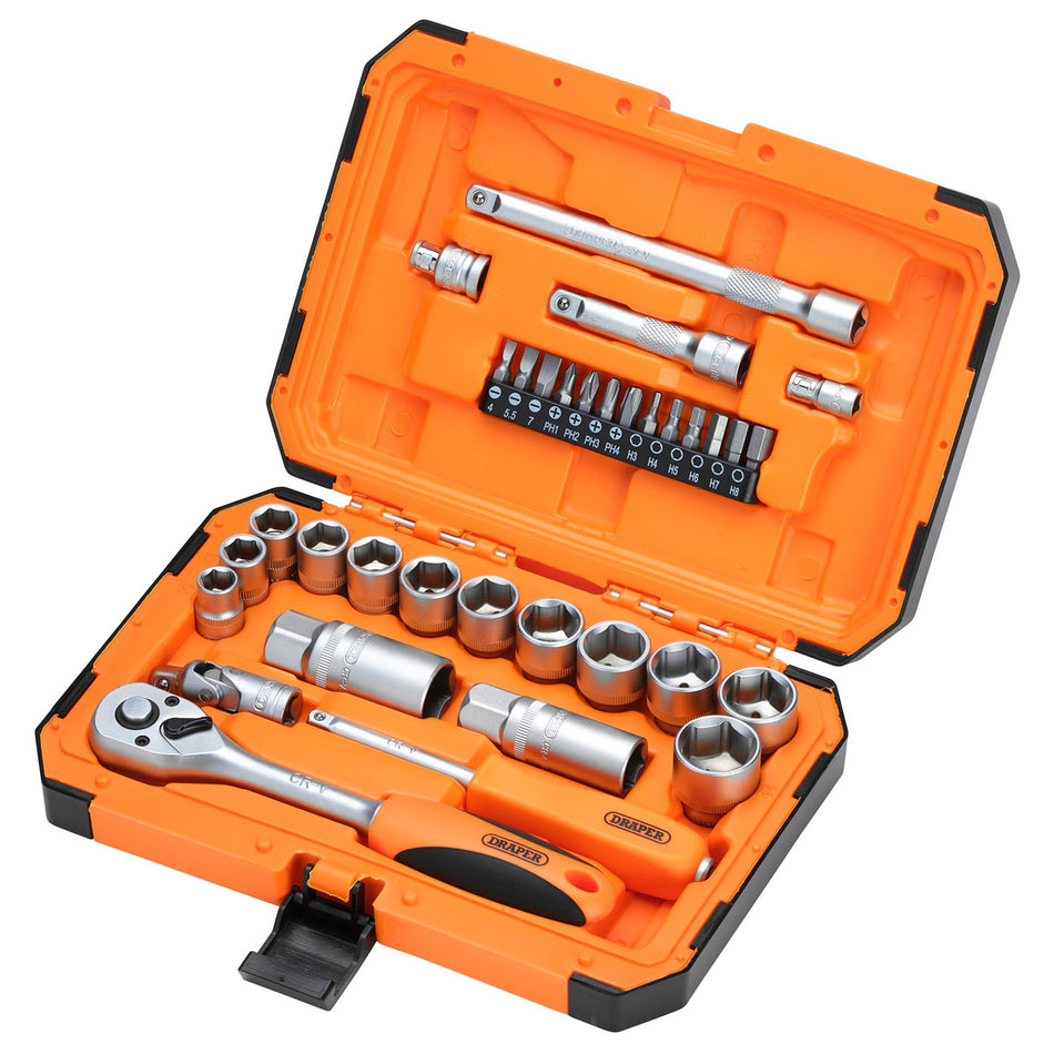 HI-TORQ 6 Point Socket Set, 1/4" and 3/8" (34 Piece) : Model No. BD34M-O