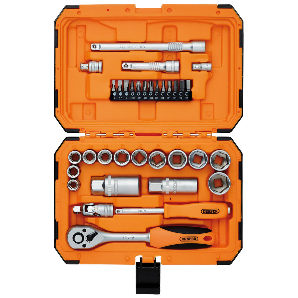HI-TORQ 6 Point Socket Set, 1/4" and 3/8" (34 Piece) : Model No. BD34M-O