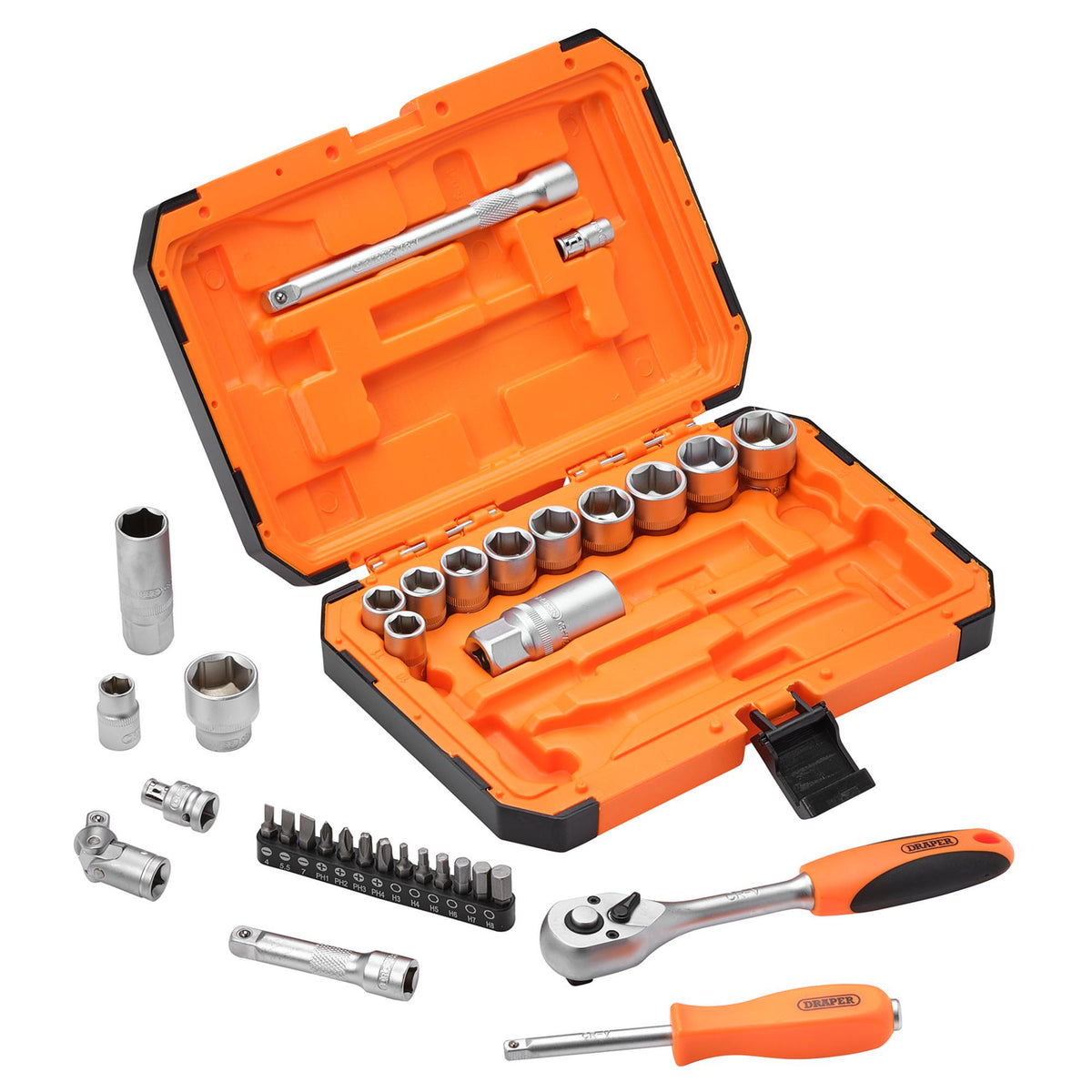 HI-TORQ 6 Point Socket Set, 1/4" and 3/8" (34 Piece) : Model No. BD34M-O