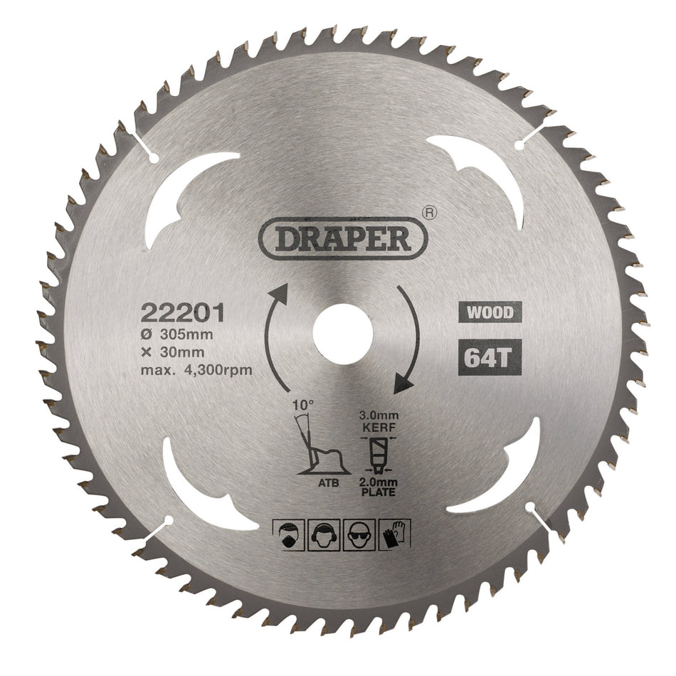 TCT Circular Saw Blade for Wood, 305 x 30mm, 64T: Model No. SBW16