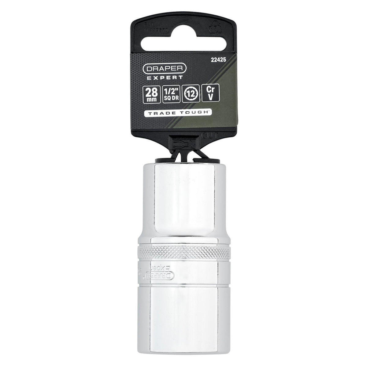 Draper Expert Metric Deep Socket, 1/2" Sq. Dr., Polished Chrome, 28mm