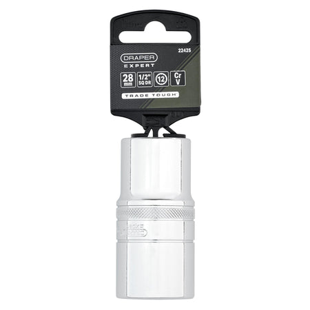 Draper Expert Metric Deep Socket, 1/2" Sq. Dr., Polished Chrome, 28mm