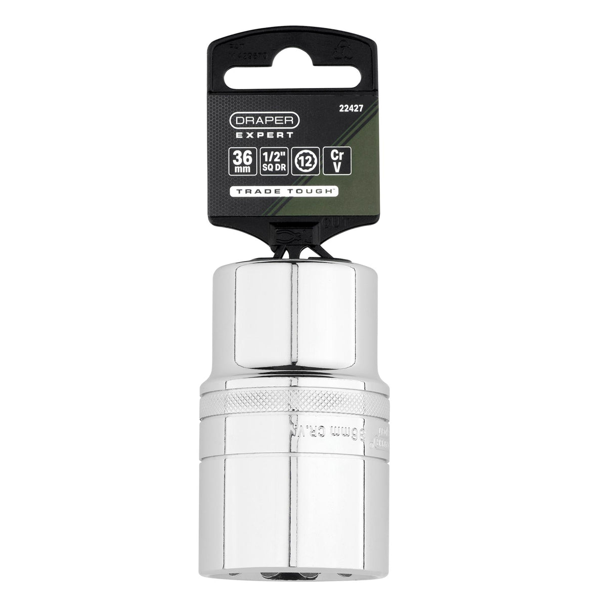Draper Expert Metric Deep Socket, 1/2" Sq. Dr., Polished Chrome, 36mm