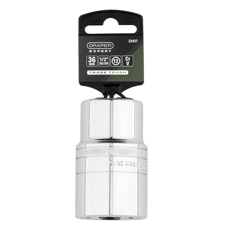 Draper Expert Metric Deep Socket, 1/2" Sq. Dr., Polished Chrome, 36mm