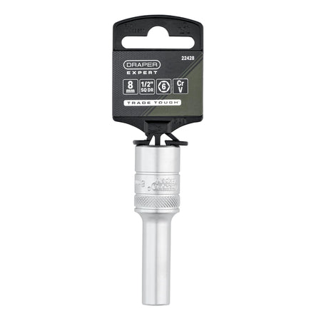 Draper Expert Metric Deep Socket, 1/2" Sq. Dr., Micro Satin Chrome, 8mm