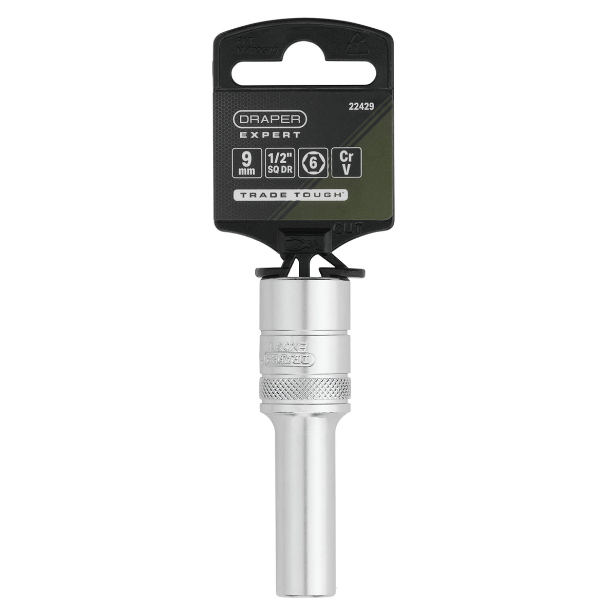 Draper Expert Metric Deep Socket, 1/2" Sq. Dr., Micro Satin Chrome, 9mm