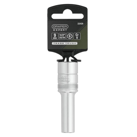Draper Expert Metric Deep Socket, 1/2" Sq. Dr., Micro Satin Chrome, 9mm