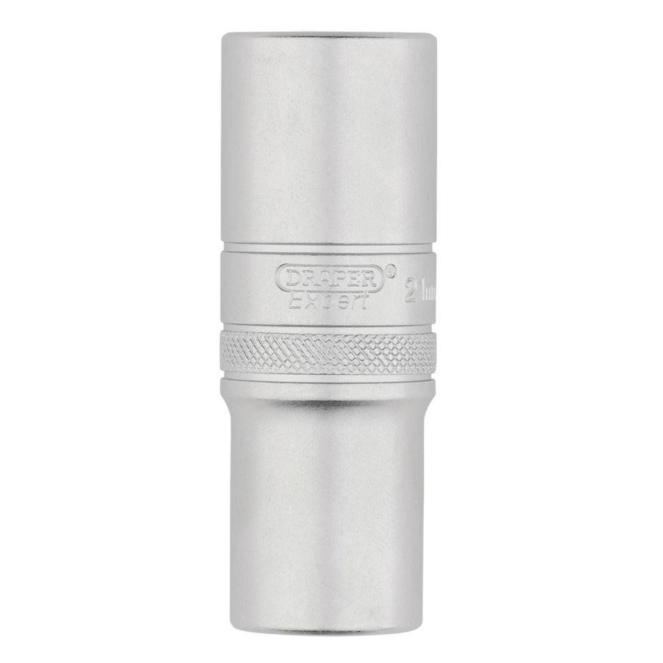 Draper Expert Metric Deep Socket, 1/2" Sq. Dr., Micro Satin Chrome, 21mm