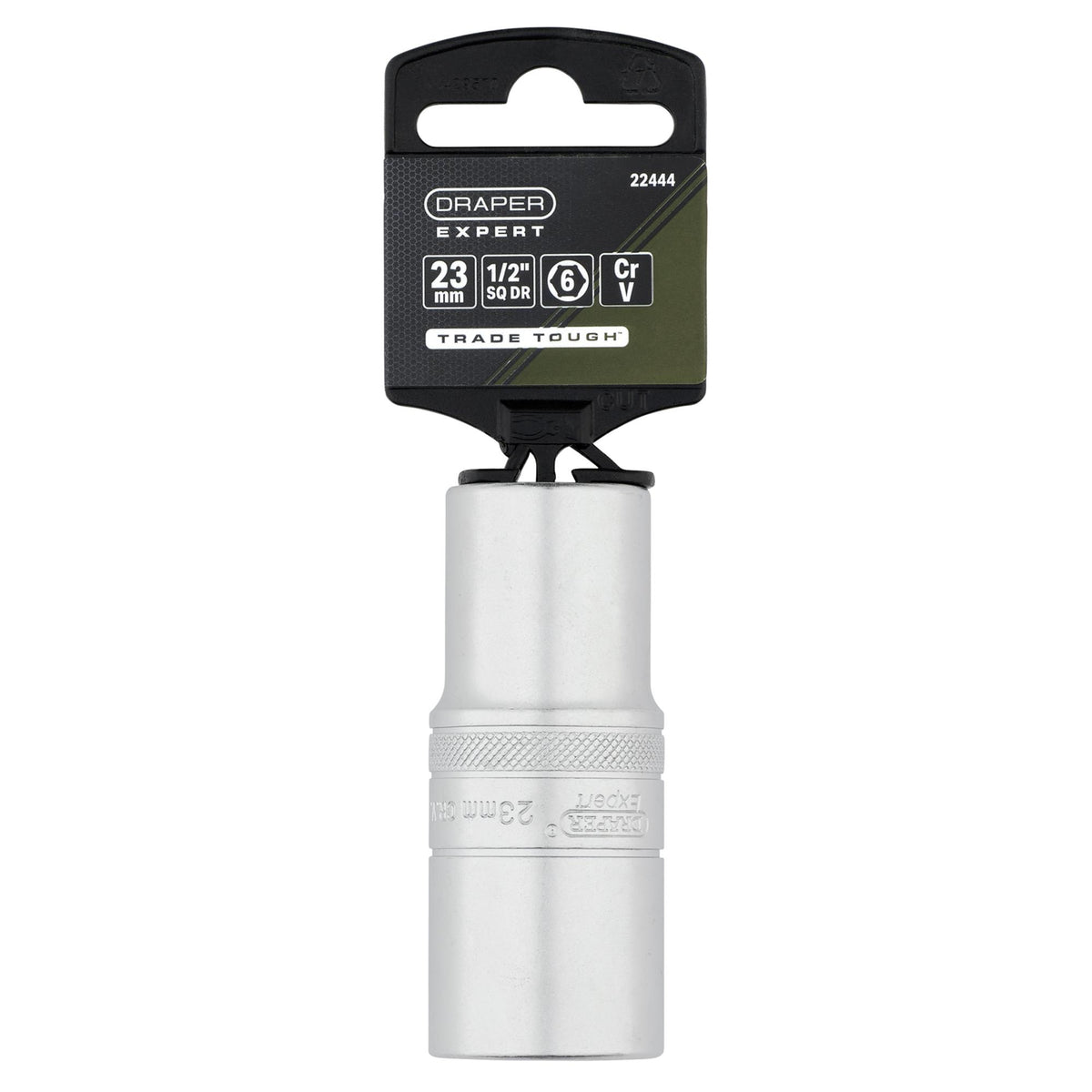 Draper Expert Metric Deep Socket, 1/2" Sq. Dr., Micro Satin Chrome, 23mm