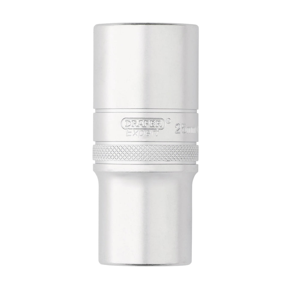 Draper Expert Metric Deep Socket, 1/2" Sq. Dr., Micro Satin Chrome, 25mm