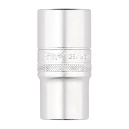 Draper Expert Metric Deep Socket, 1/2" Sq. Dr., Micro Satin Chrome, 28mm