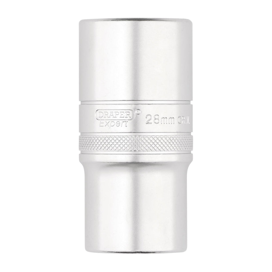 Draper Expert Metric Deep Socket, 1/2" Sq. Dr., Micro Satin Chrome, 28mm