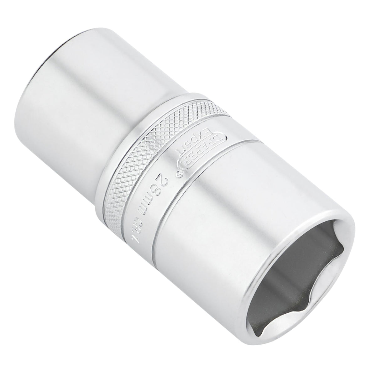 Draper Expert Metric Deep Socket, 1/2" Sq. Dr., Micro Satin Chrome, 28mm