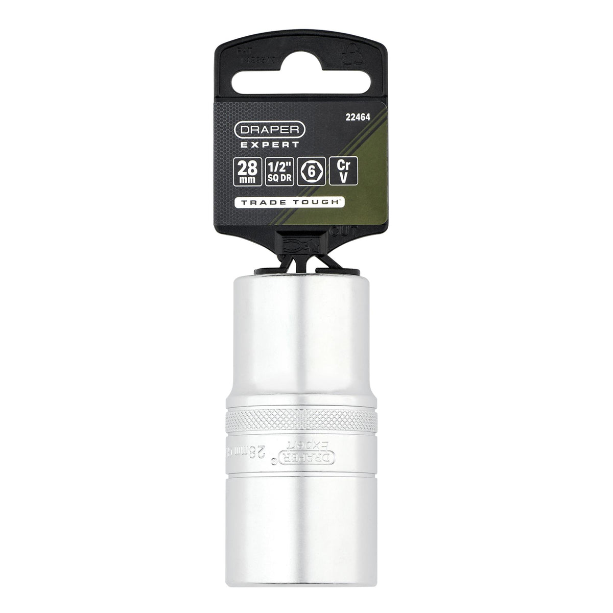 Draper Expert Metric Deep Socket, 1/2" Sq. Dr., Micro Satin Chrome, 28mm