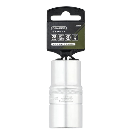Draper Expert Metric Deep Socket, 1/2" Sq. Dr., Micro Satin Chrome, 28mm