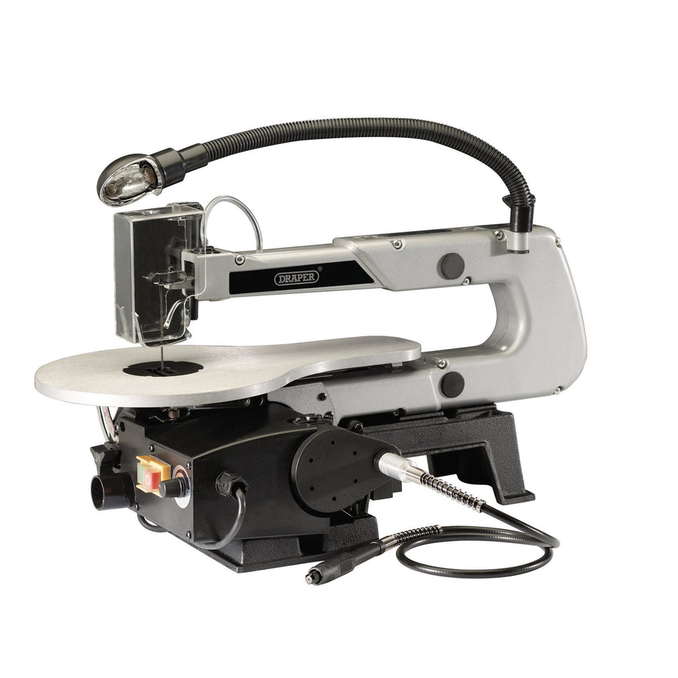 DRAPER 405mm 90W 230V Variable Speed Fretsaw with Flexible Drive Shaft and Worklight: Model No.FS405V