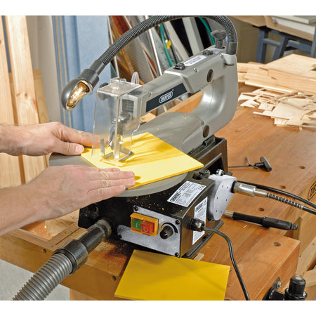 DRAPER 405mm 90W 230V Variable Speed Fretsaw with Flexible Drive Shaft and Worklight: Model No.FS405V