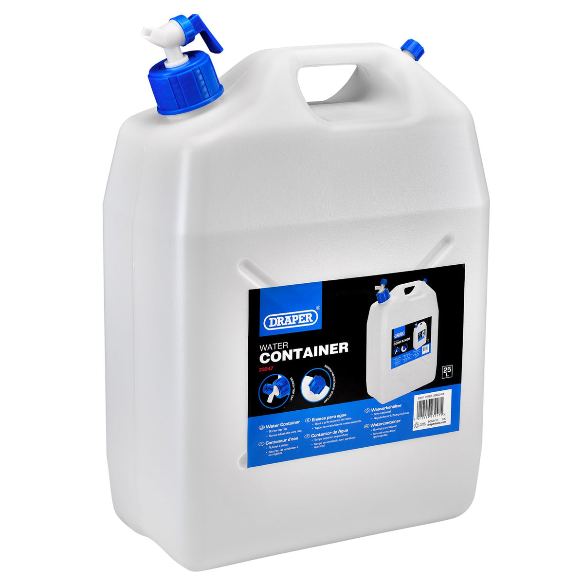 DRAPER 25L Water Container with Tap: Model No.PWB25