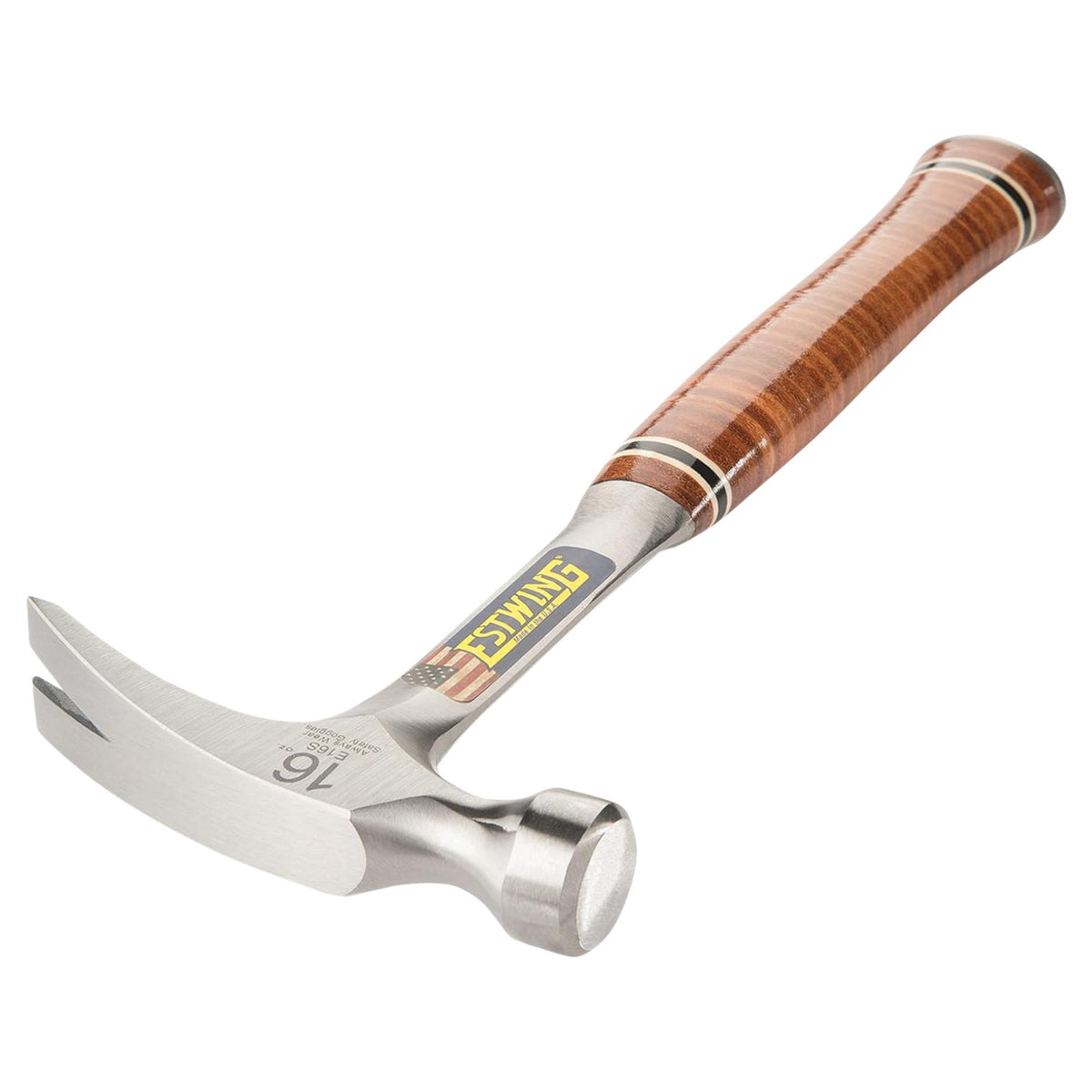 Estwing E16S Straight Claw Hammer with Leather Grip, 16oz/448g
