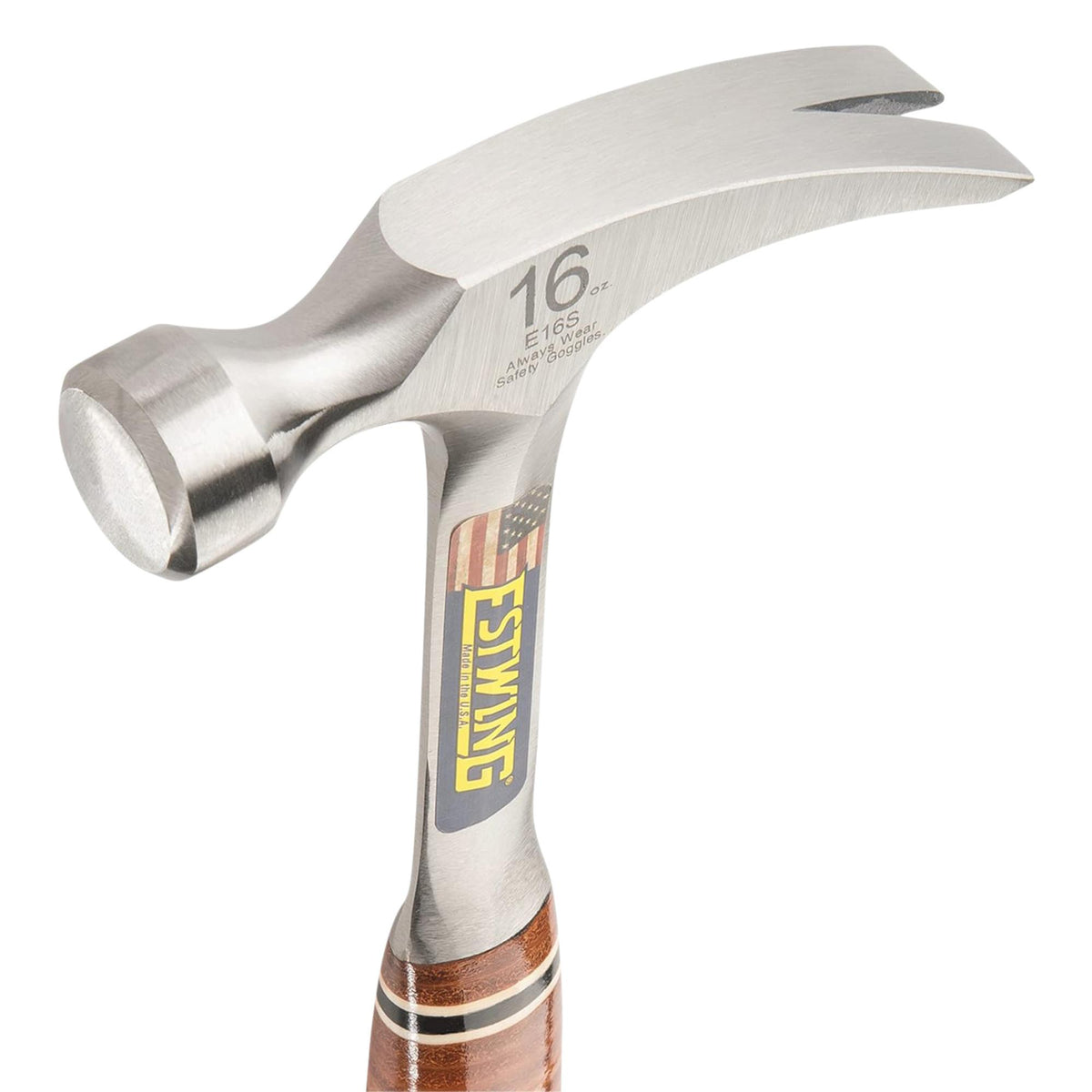 Estwing E16S Straight Claw Hammer with Leather Grip, 16oz/448g