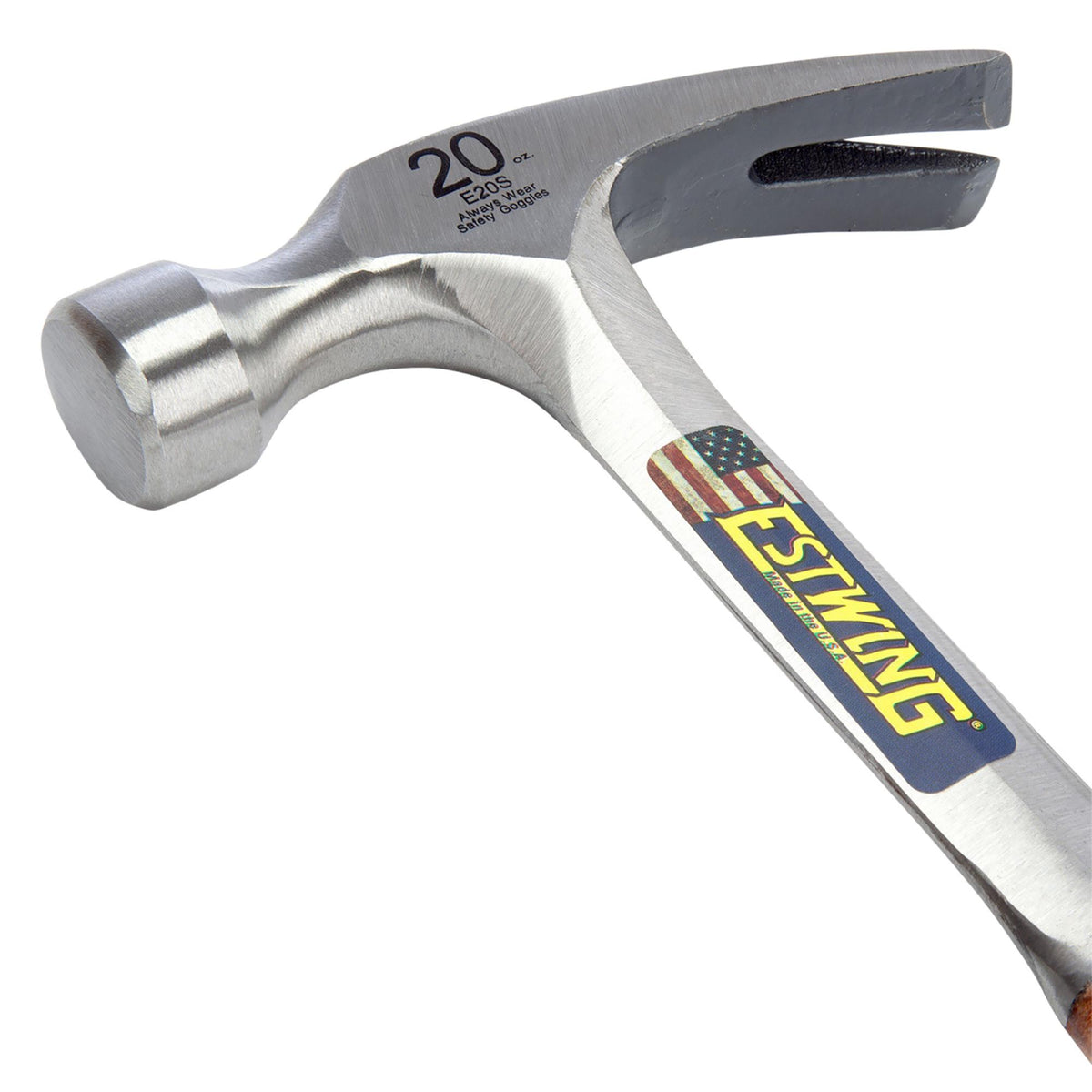 Estwing E20S Straight Claw Hammer with Leather Grip, 20oz/560g : Model No. E20S