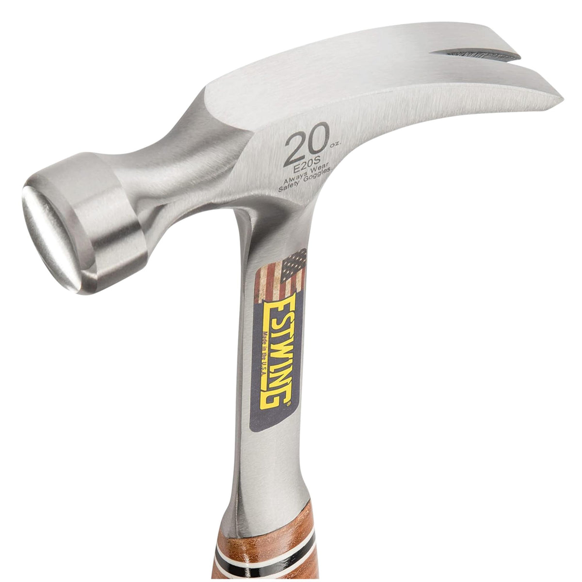 Estwing E20S Straight Claw Hammer with Leather Grip, 20oz/560g : Model No. E20S