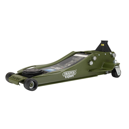 Draper Expert Professional Low Profile Fast Lift Garage Trolley Jack, 3 Tonne, Green : Model No. TJ3-GP
